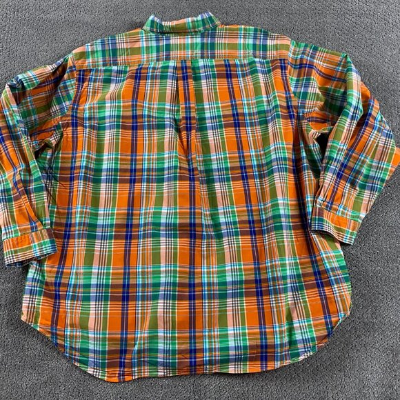 Ralph Lauren Button Down Shirt Men's 2XB Classic Fit Orange Green Plaid Check - Picture 3 of 10